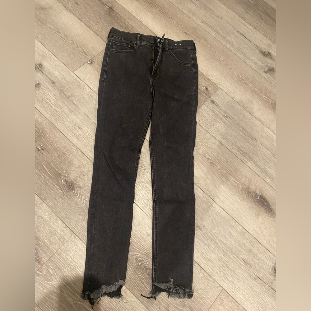 Express Black Skinny Jeans Solid Dark Wash
